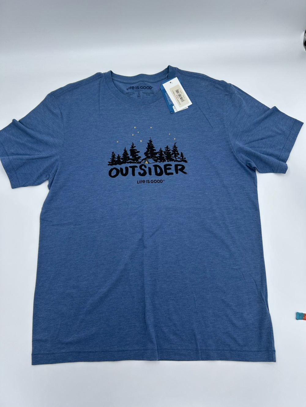 Life Is Good Blue 'Outsider' Graphic Short Sleeve Tee L NWT